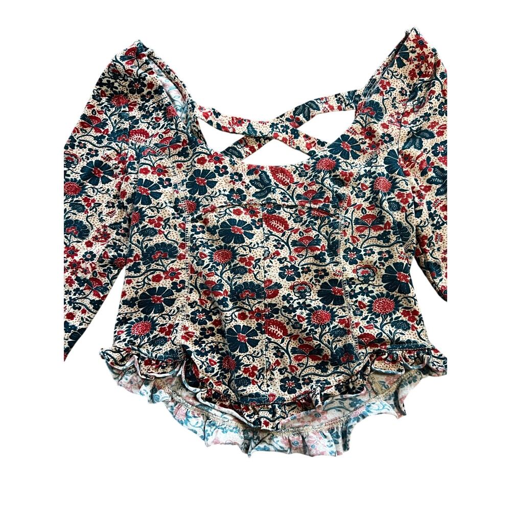 Free People Melanie Long Sleeve Floral Crisscross Back Top | XS - Picture 5 of 8